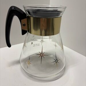 Vintage Corning Atomic Starburst 6 cup stovetop coffee carafe